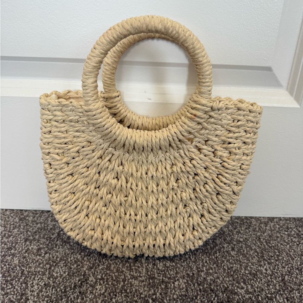 Elegant Beige Woven Mini Bag